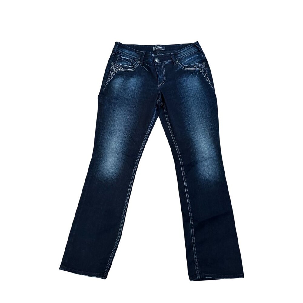 Silver Jeans Suki 17” Women’s Bootcut Denim –‎ Embellished Pockets